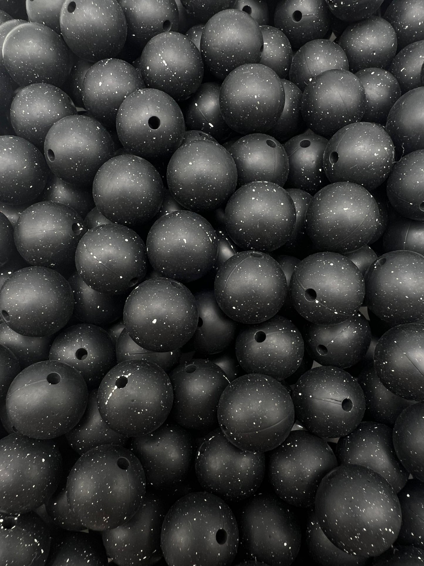 15mm black glitter silicone beads