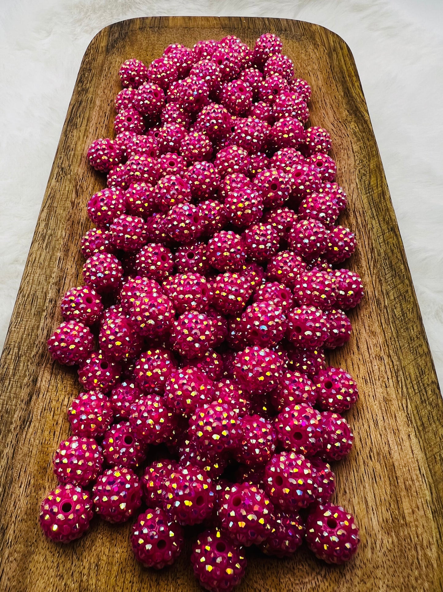 16mm berry pink rhinestone beads