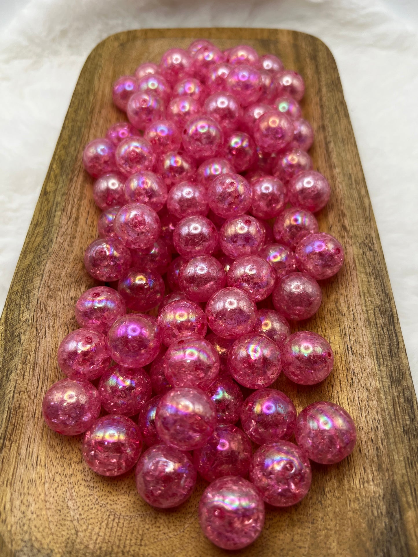 Dark pink 20mm crackle beads