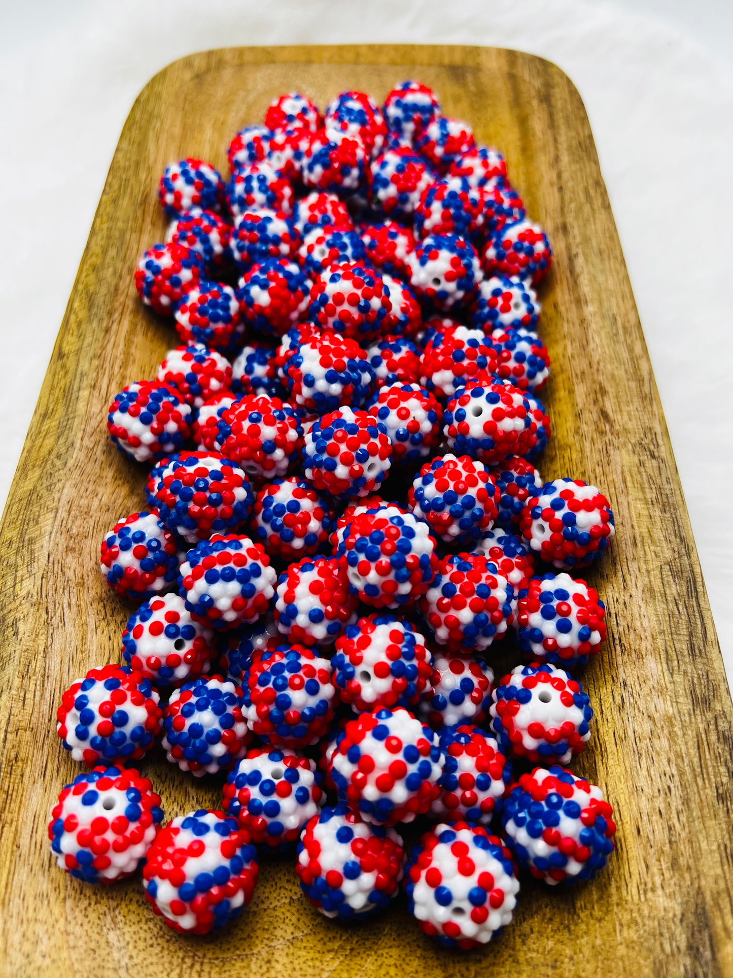 20mm Red white & blue confetti rhinestone beads