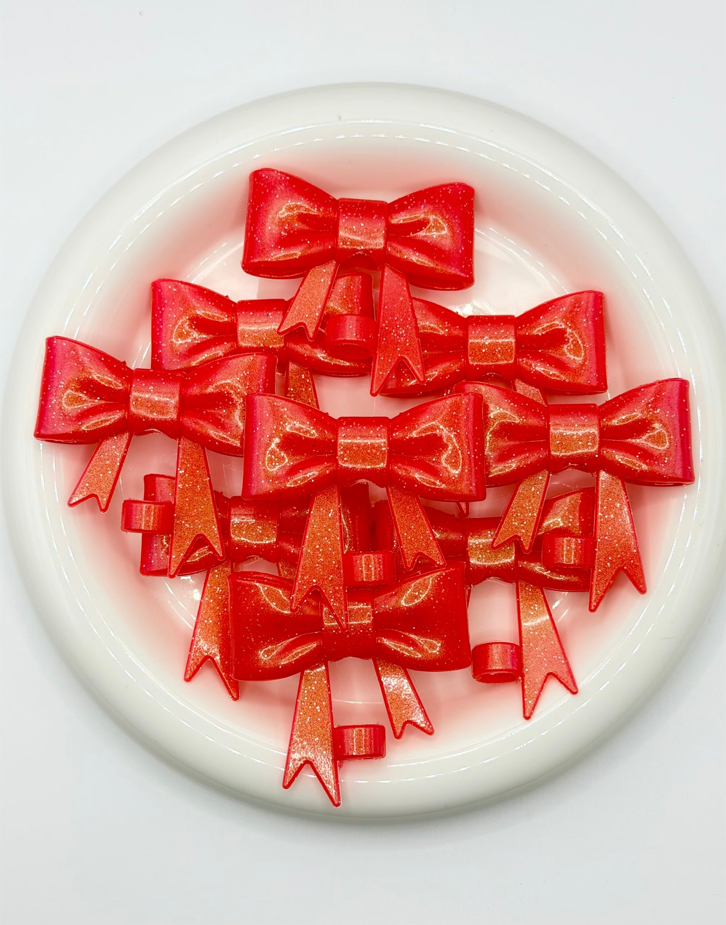 #325 Jelly Red Glitter Large Bow Straw Topper (Opal)