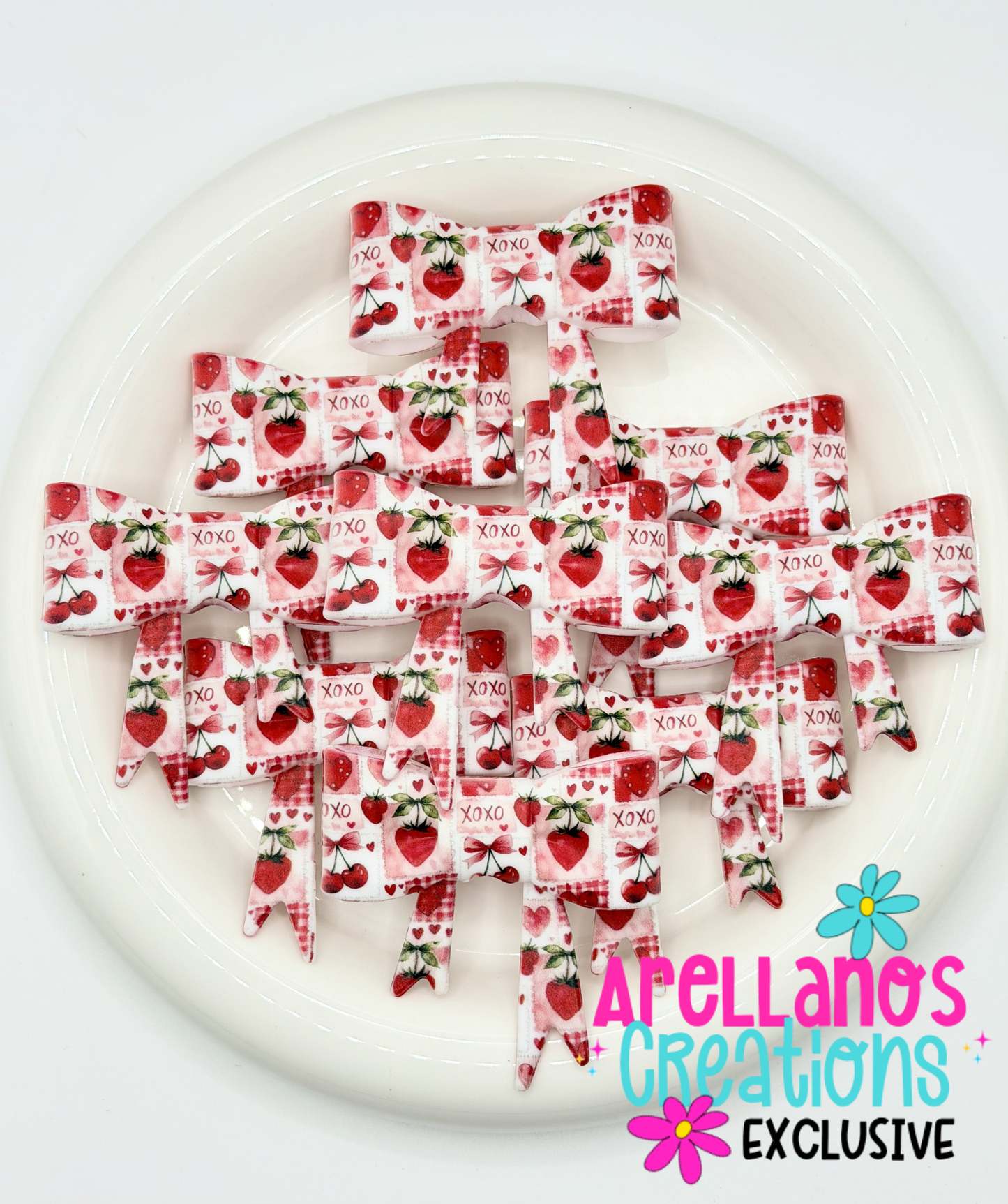 #205 Strawberries & Cherries Checkered Large Bow Focal EXCLUSIVE