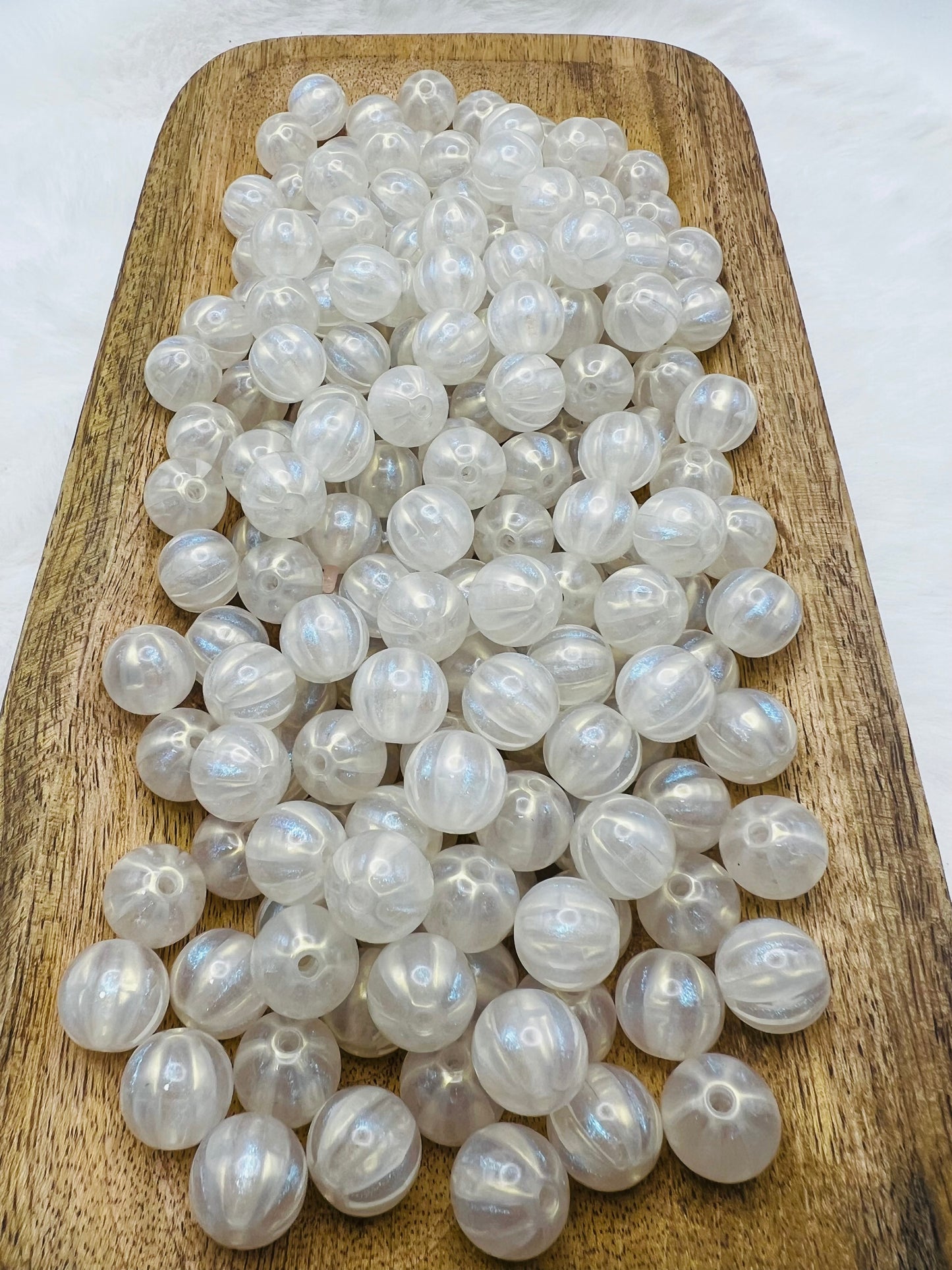 15mm glitter striped acrylic beads