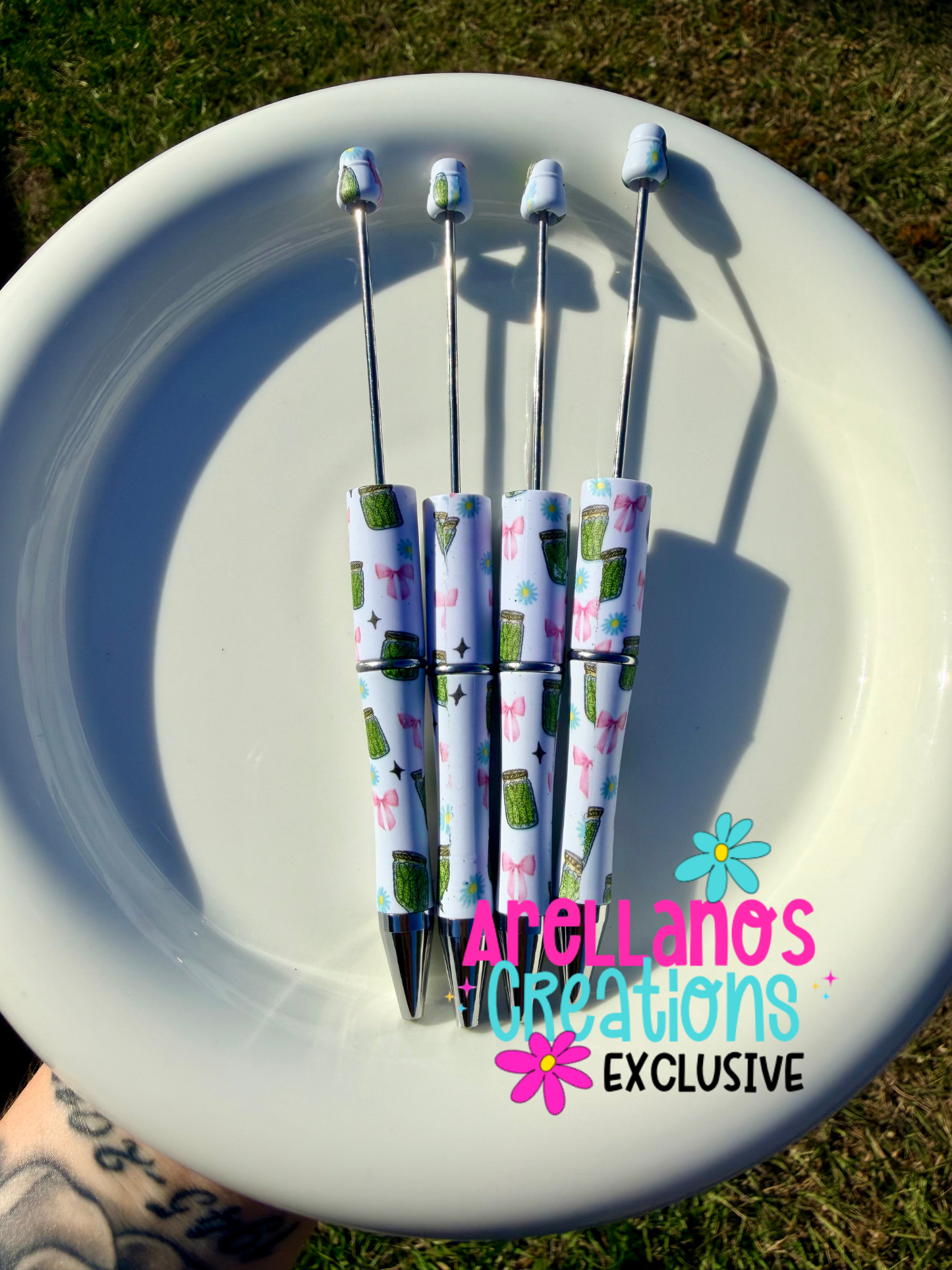PP-114 pickle jars, bows & daisy printed pens (1PC) EXCLUSIVE