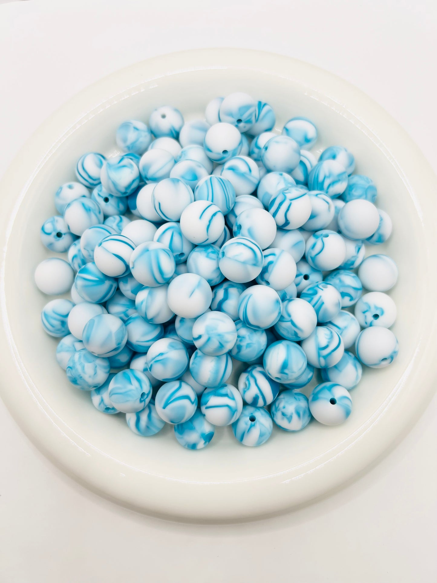 15mm blue wave swirl solid silicone beads