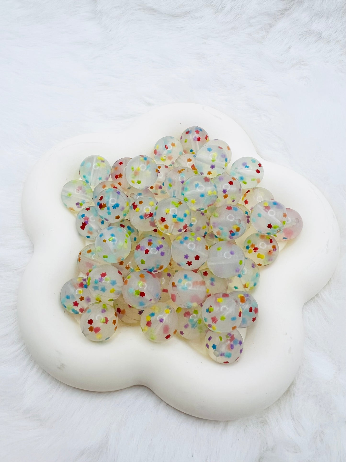 15mm clear colorful star confetti silicone beads