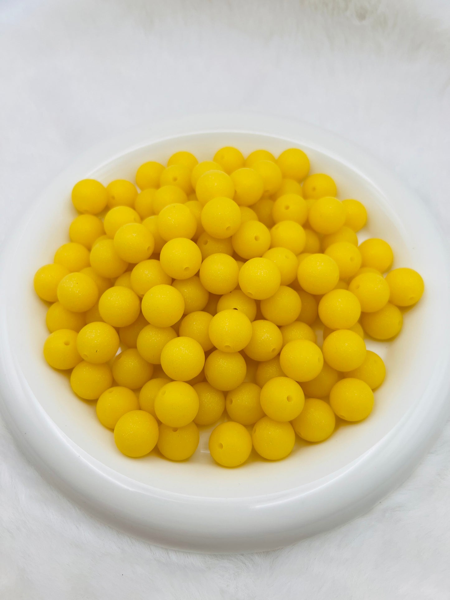 15mm neon mustard yellow glitter silicone beads