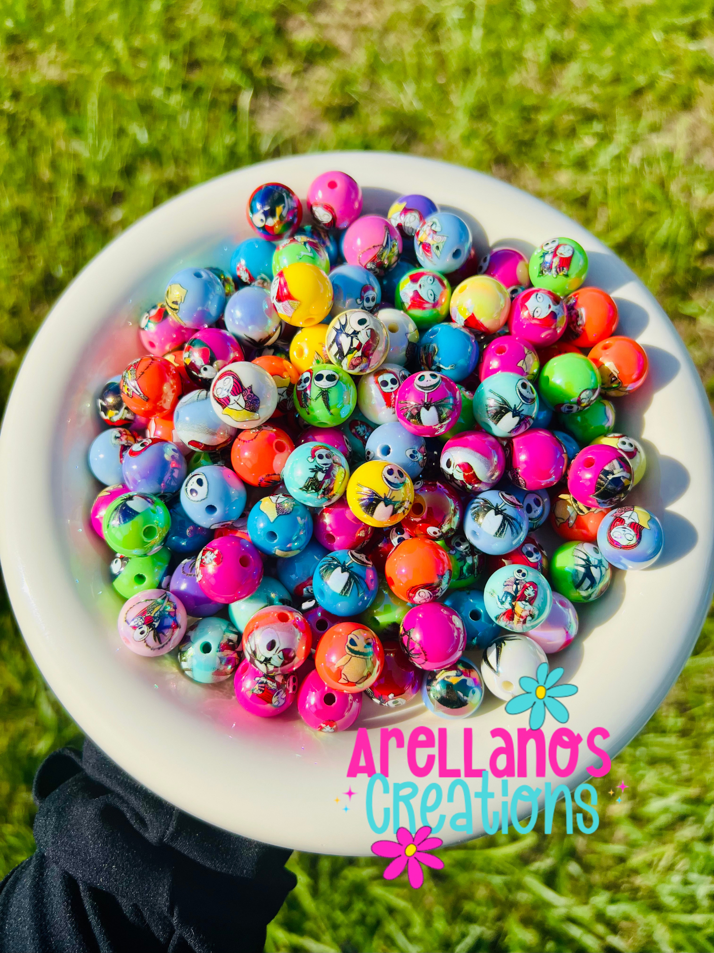 16mm Christmas nightmare acrylic AB bead mix (pack of 10)