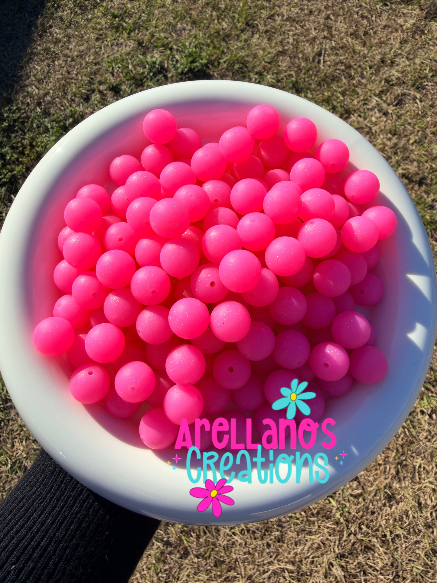 SS-145 15mm Hot Pink Glow Silicone Bead (1ct)