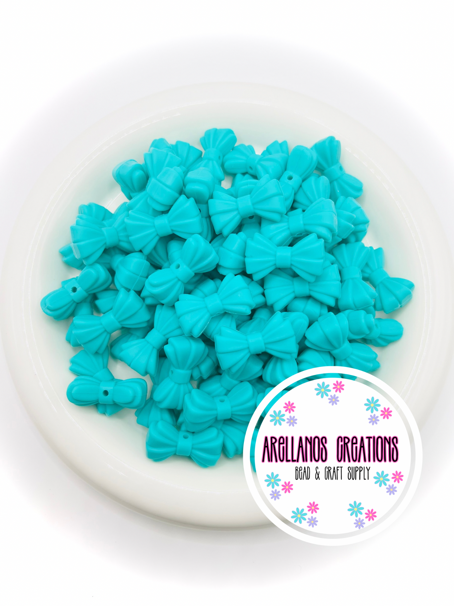 3D turquoise ribbed bow EXCLUSIVE focal