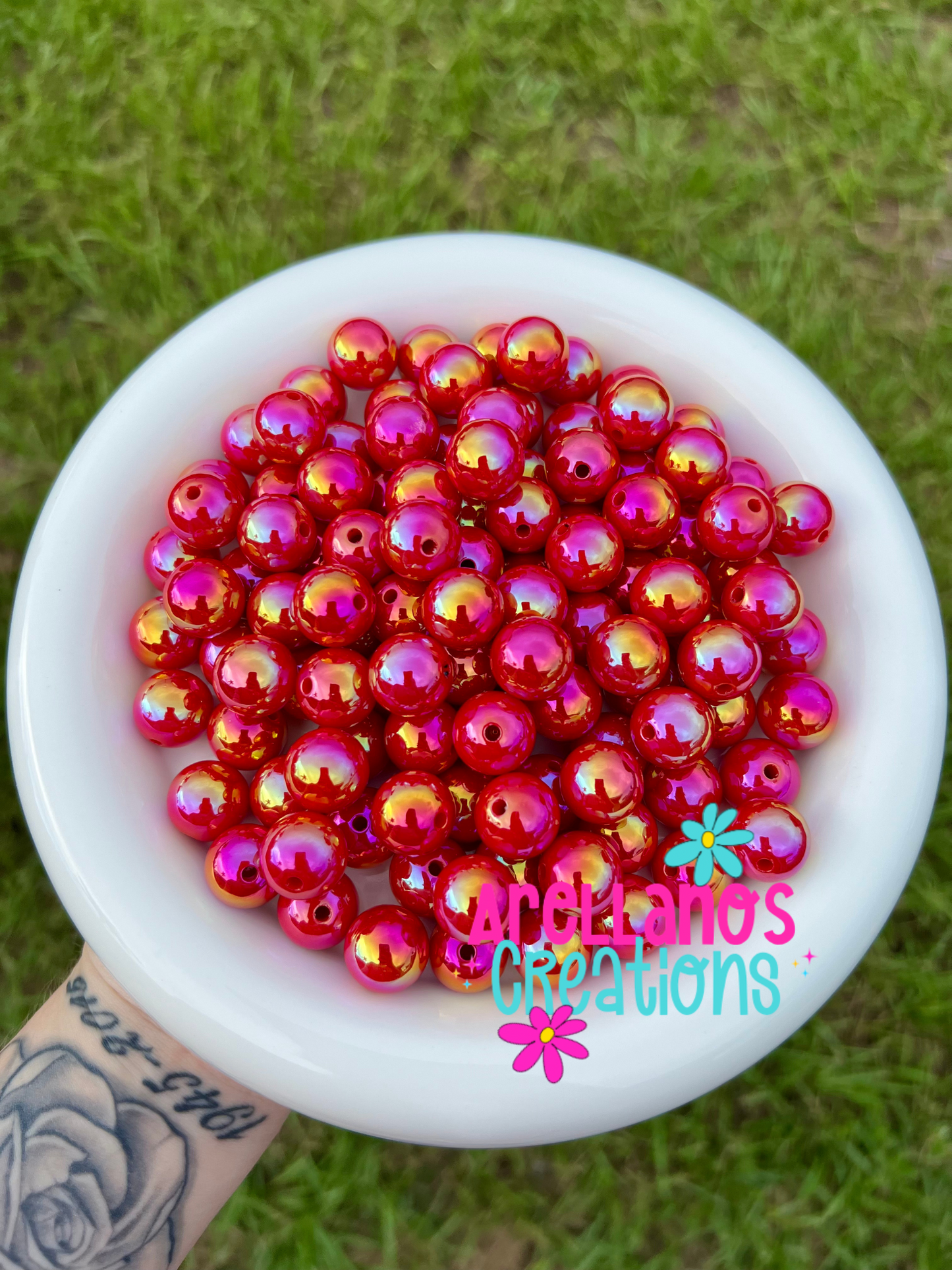 16mm solid iridescent AB acrylic beads (pack of 10)