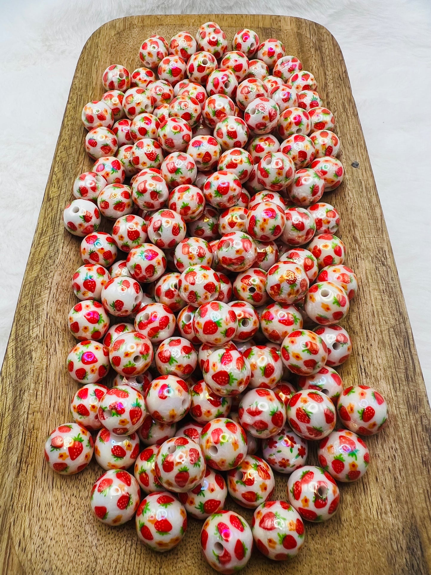 15mm daisy strawberry AB acrylic beads