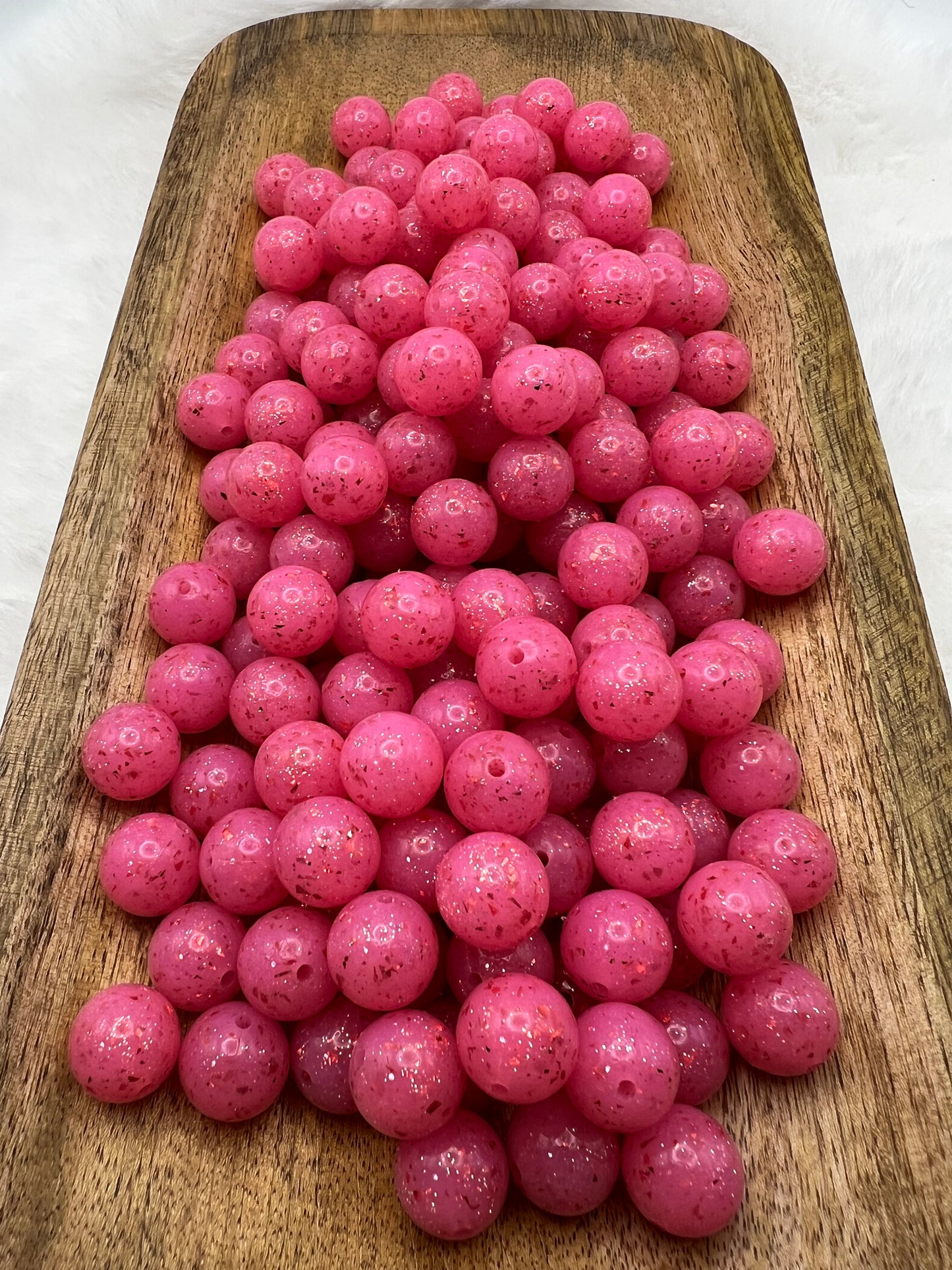 15mm berry pink shiny glitter silicone beads