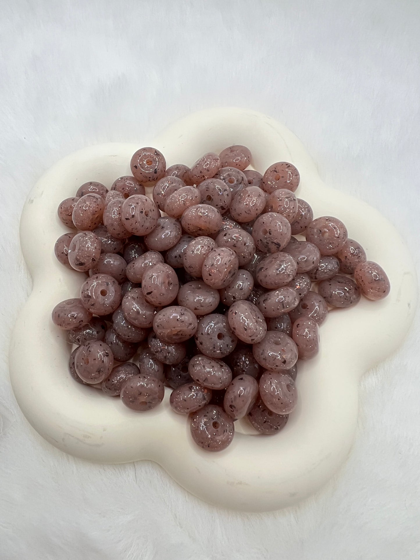 14mm brown shiny glitter silicone abacus spacers