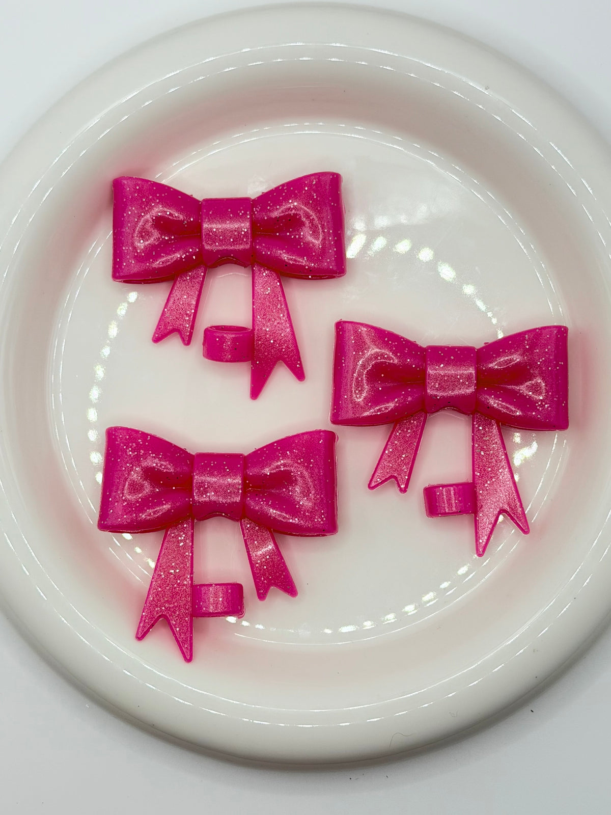 #310 Hot Pink Stardust shiny large bow straw topper (1ct)