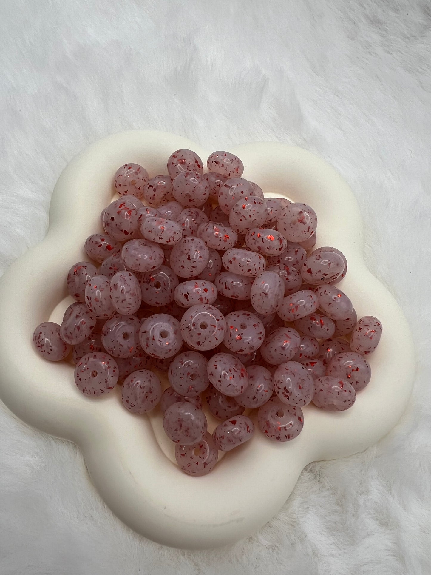 14mm dark red shiny speckled silicone abacus spacers