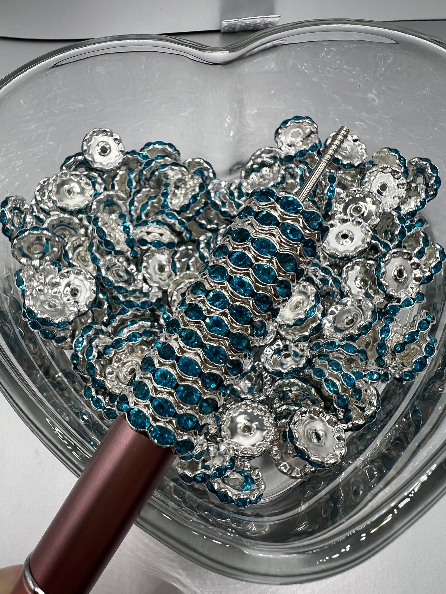 15mm Wavy Rhinestone Spacers - 10 Pack (8 COLORS)