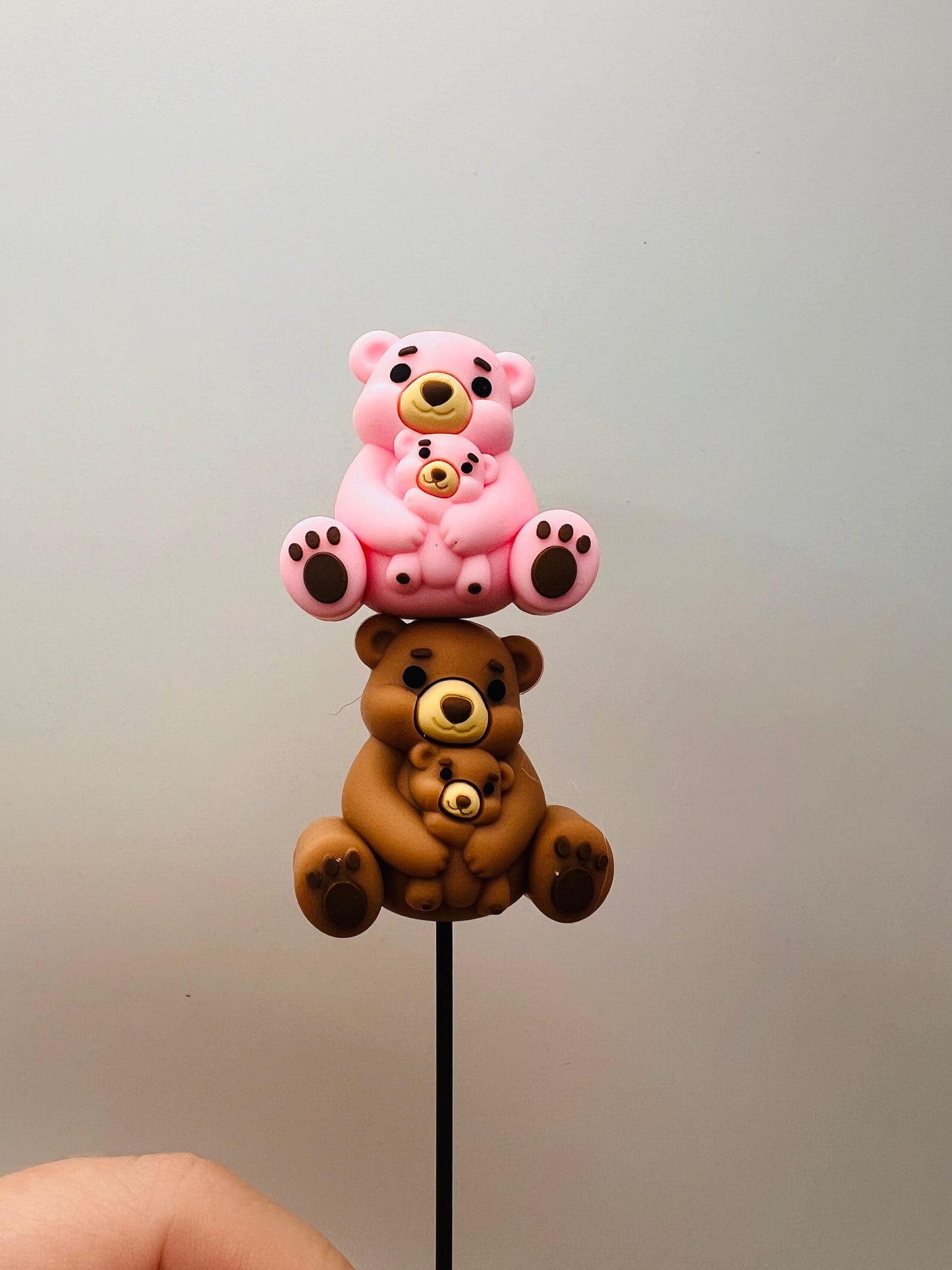 3D mama bear & baby focal (brown or pink)