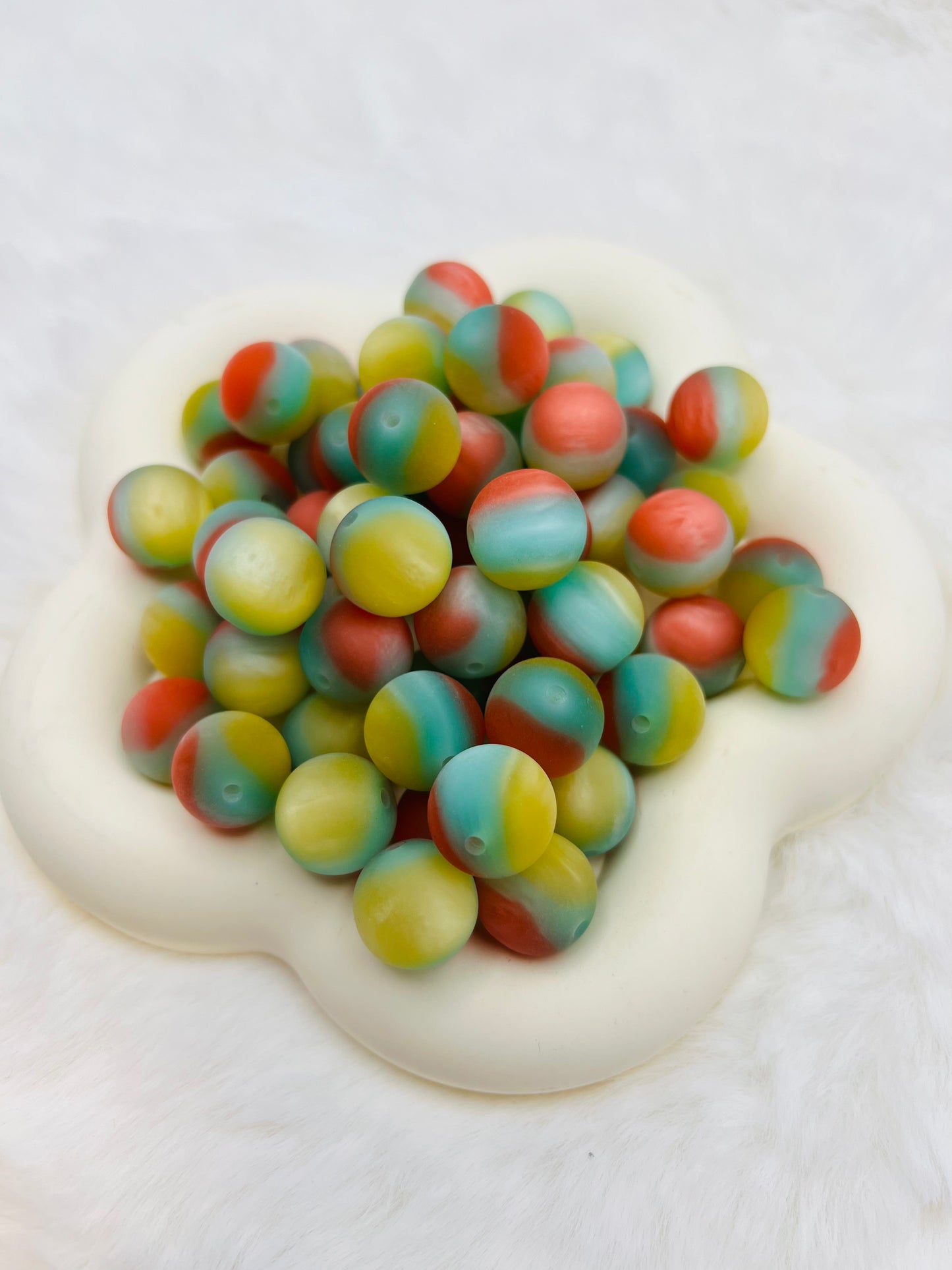15mm frosted swirl cat eye acrylic beads (5 different colors)