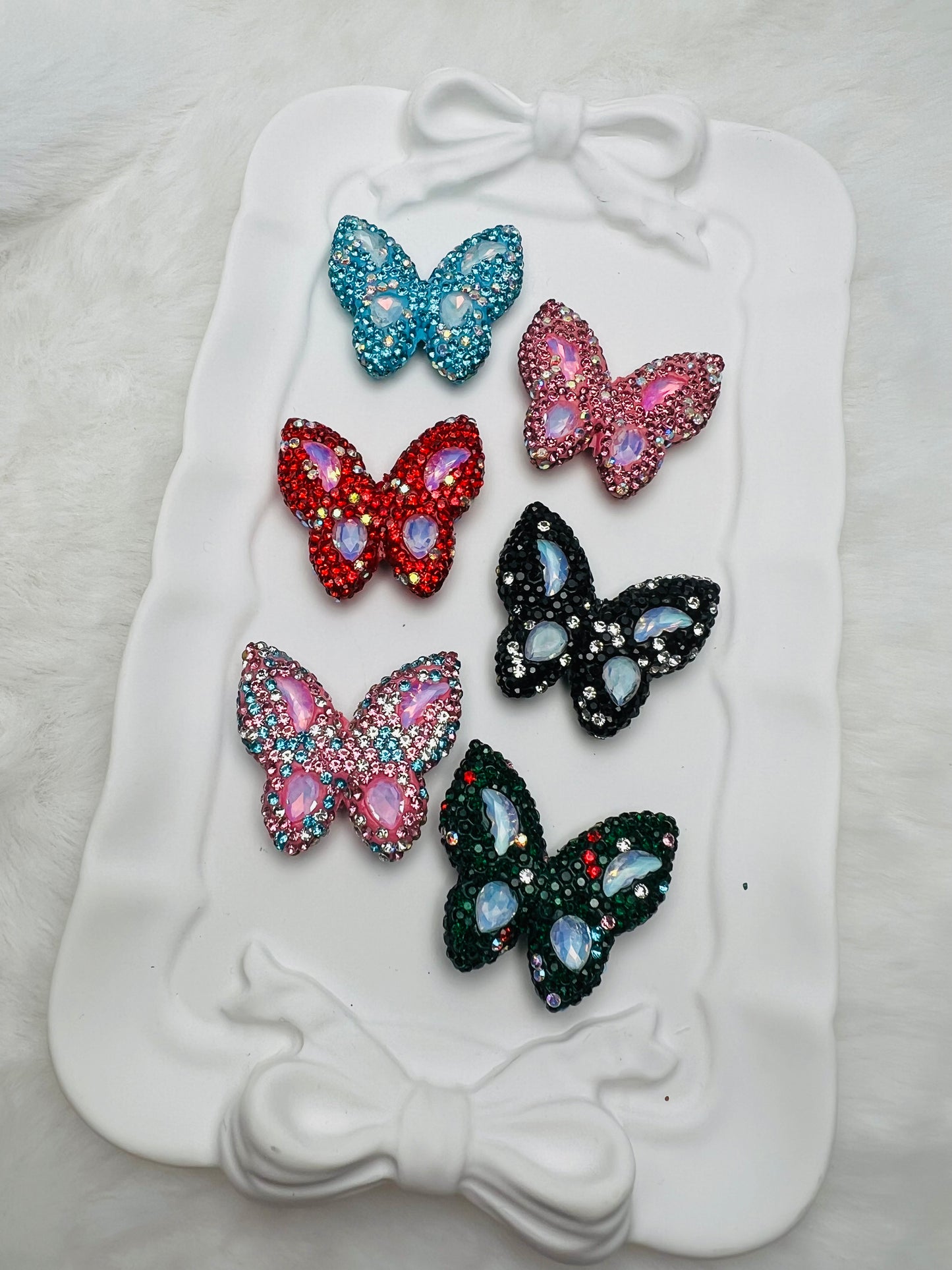 Fancy rhinestone butterfly gem beads (6 colors) 30mm