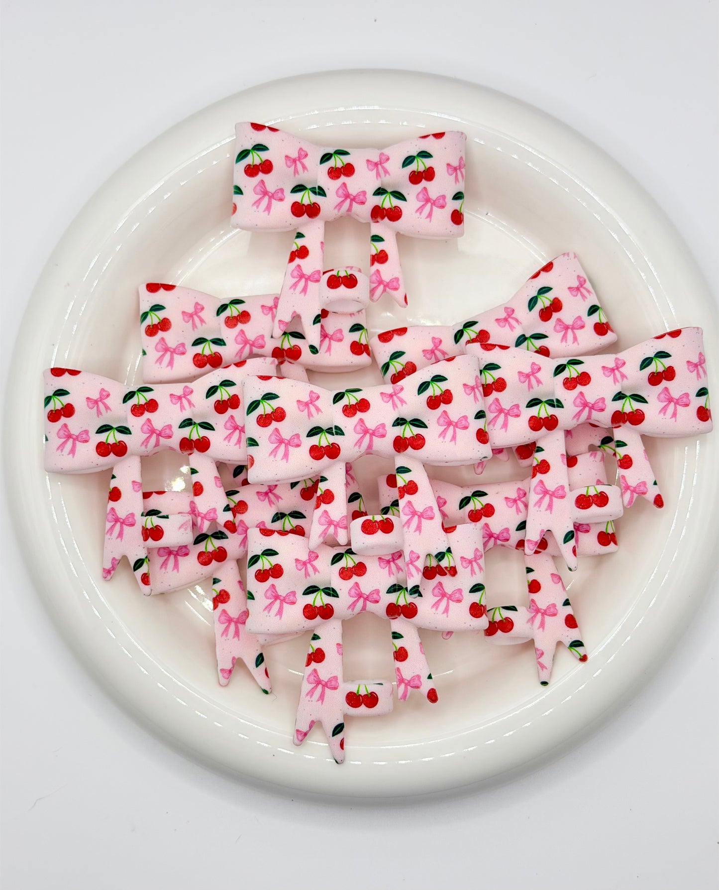 #276 bows & cherries large bow straw topper (1ct)