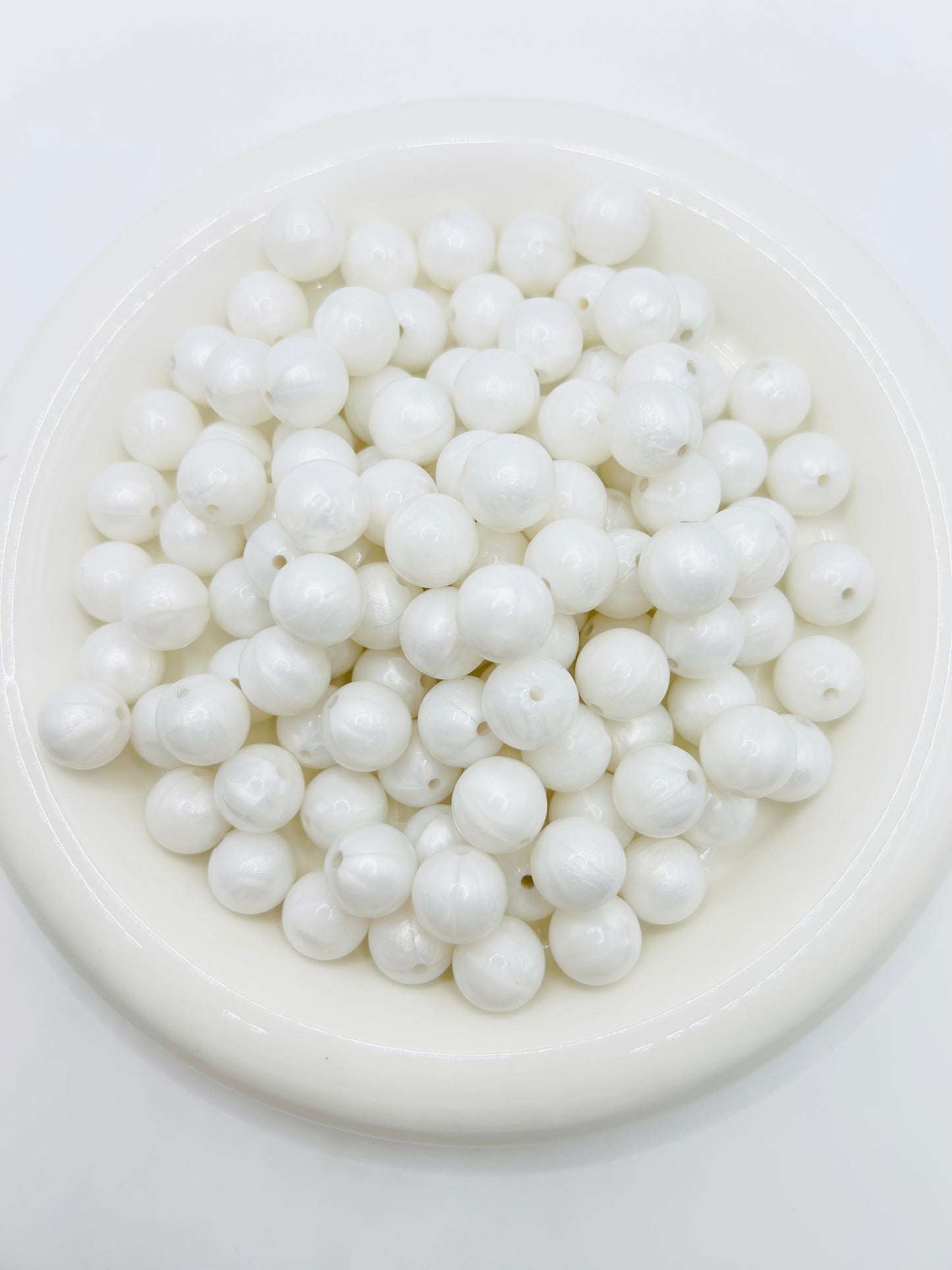 15mm white opal silicone beads