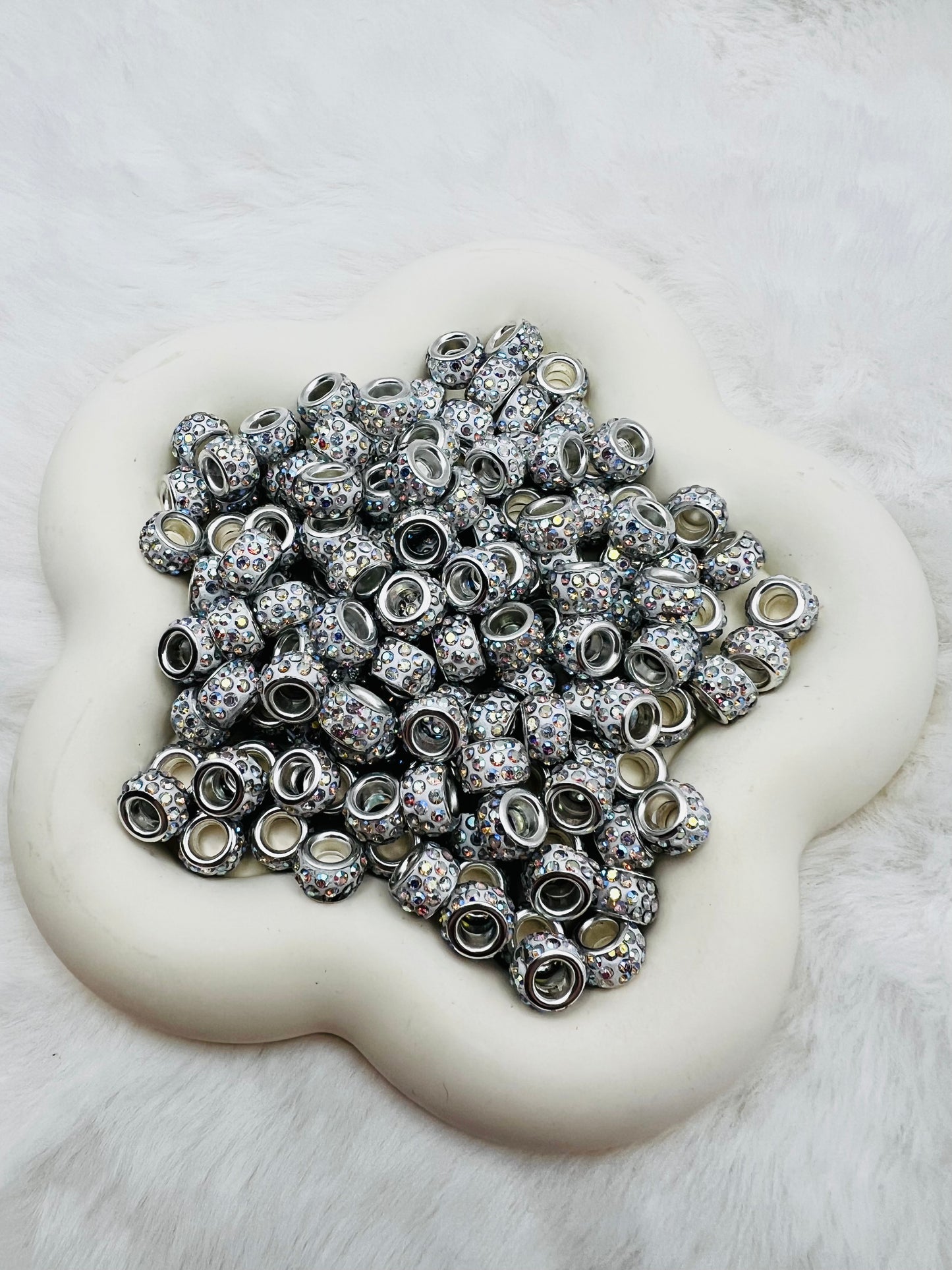12mm large hole rhinestone spacers