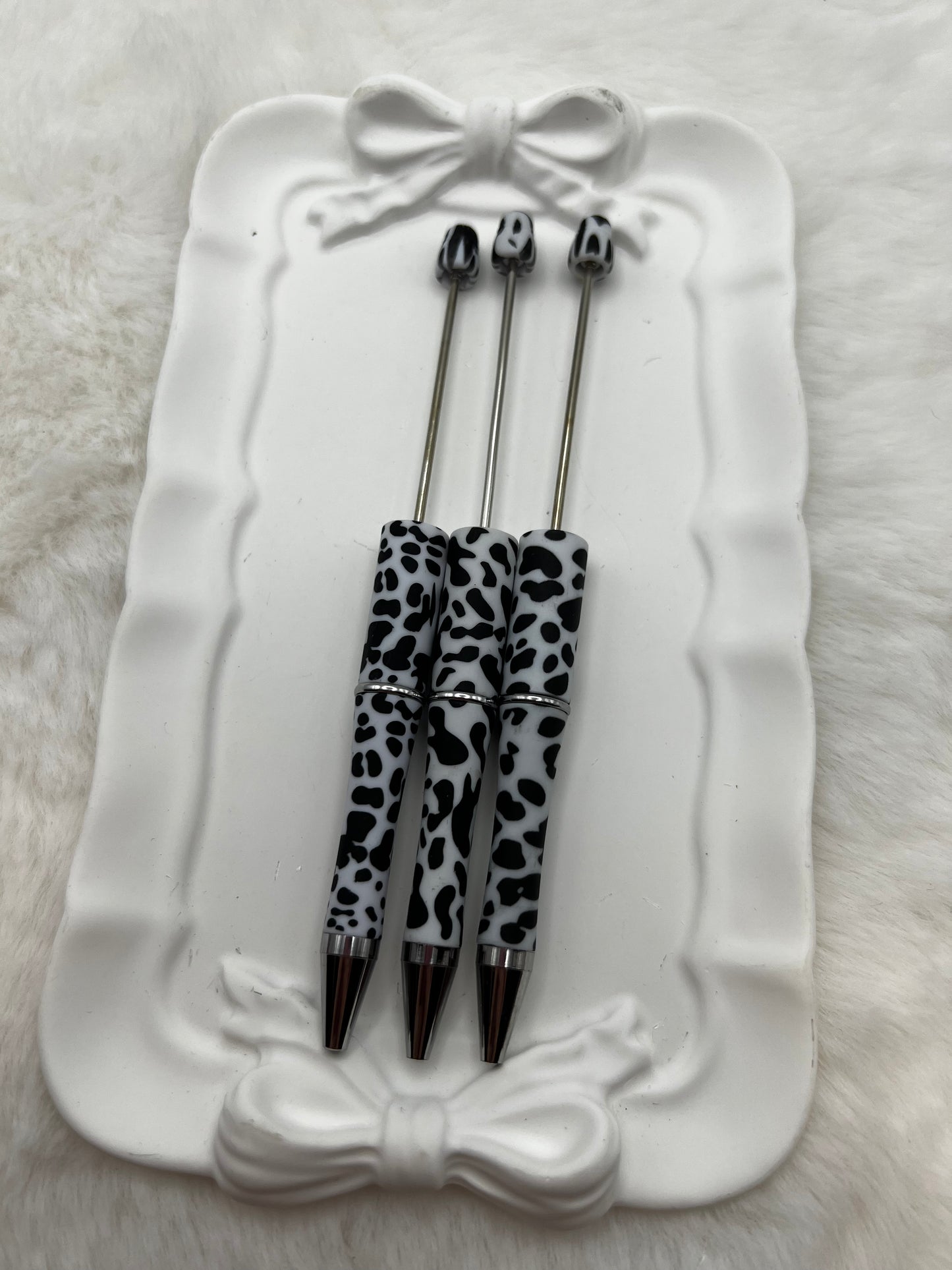Classic cow print beadable pens