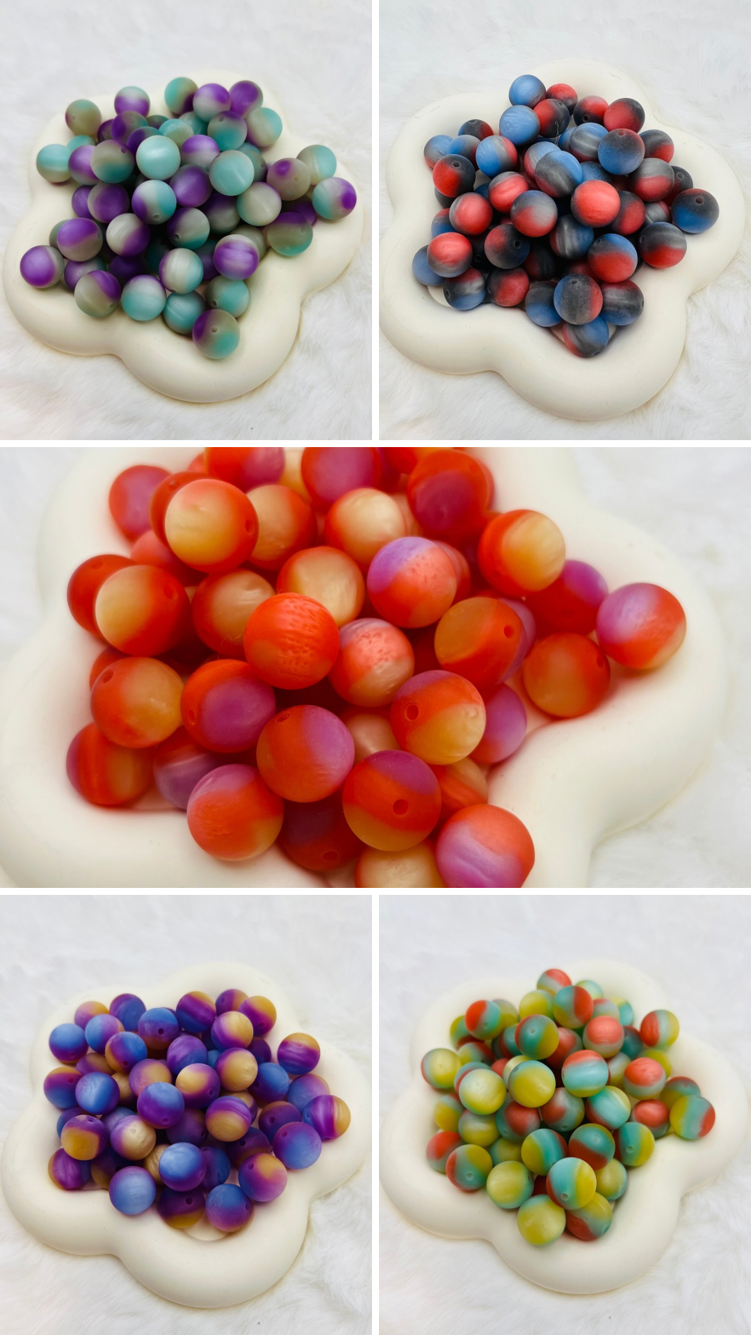 15mm frosted swirl cat eye acrylic beads (5 different colors)