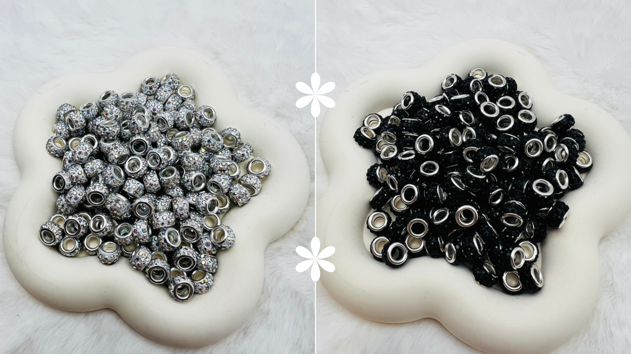 12mm large hole rhinestone spacers