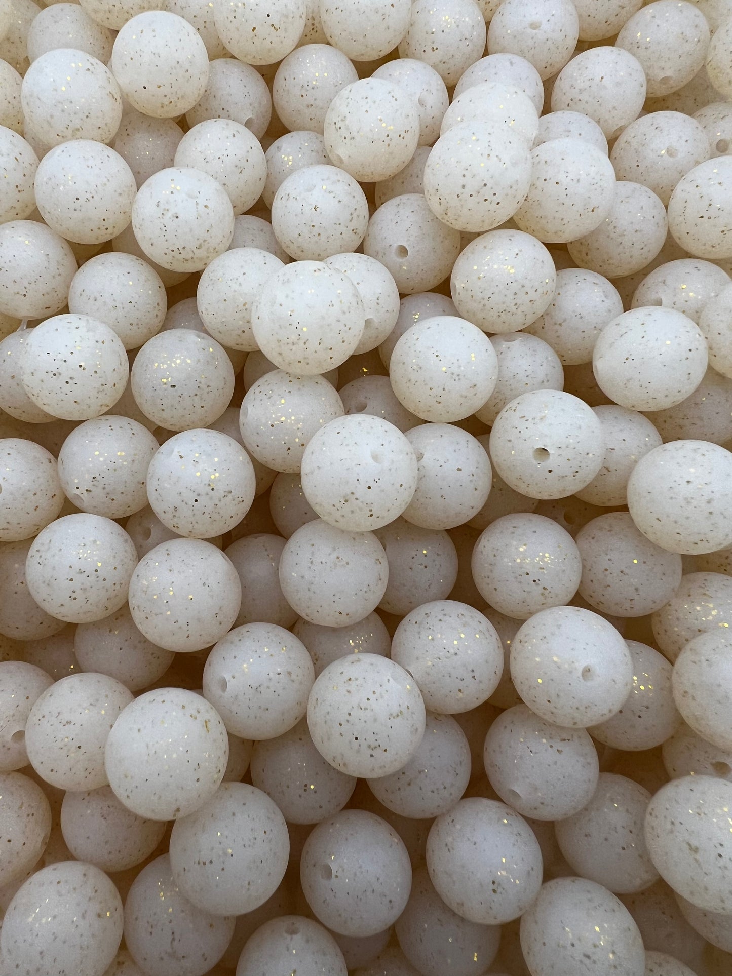 15mm golden glitter silicone beads