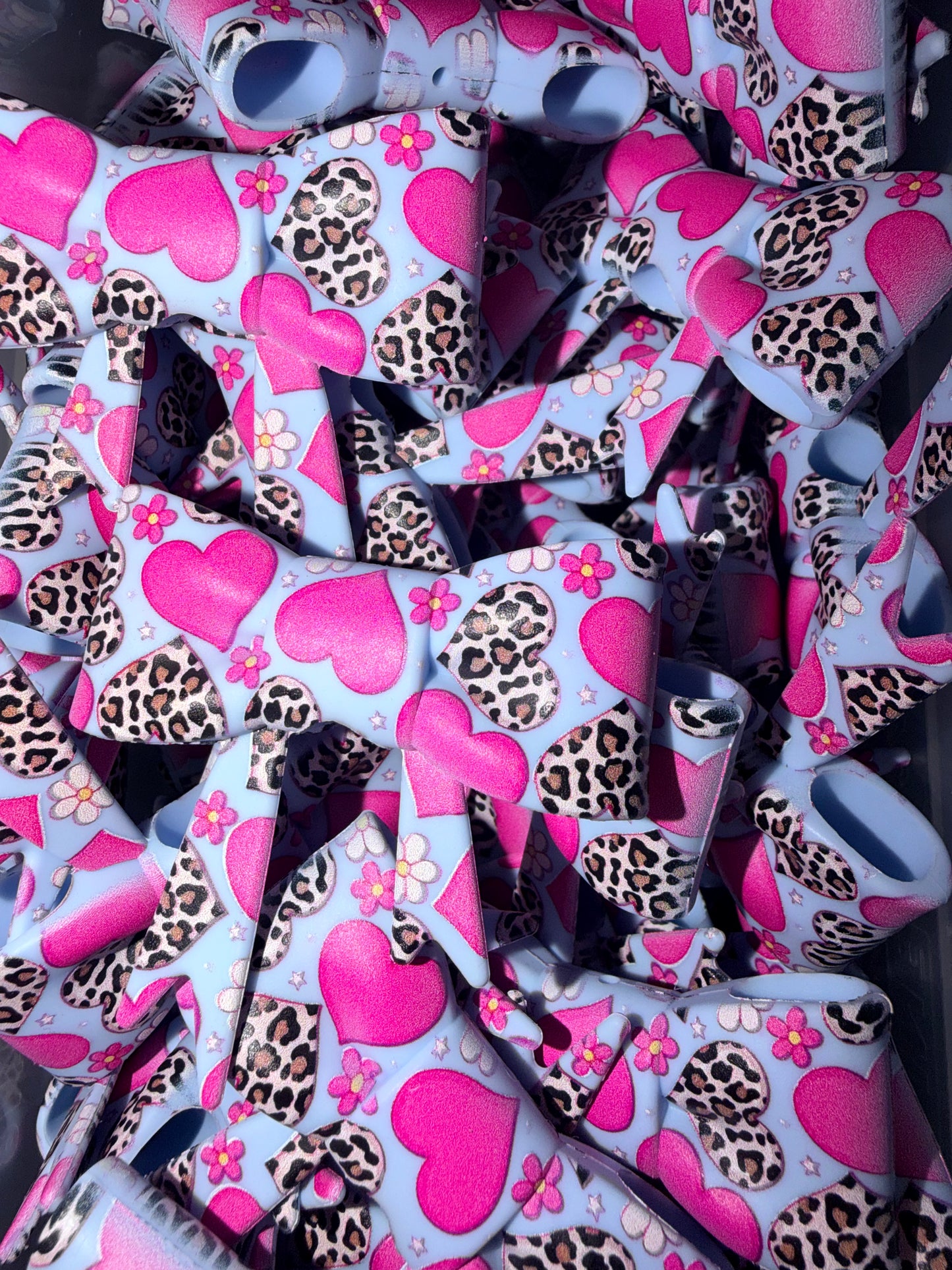 #191 Cheetah Hearts Large Bow Focal