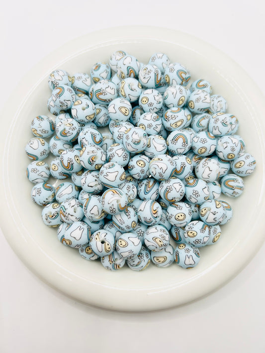 15mm happy dental printed silicone beads