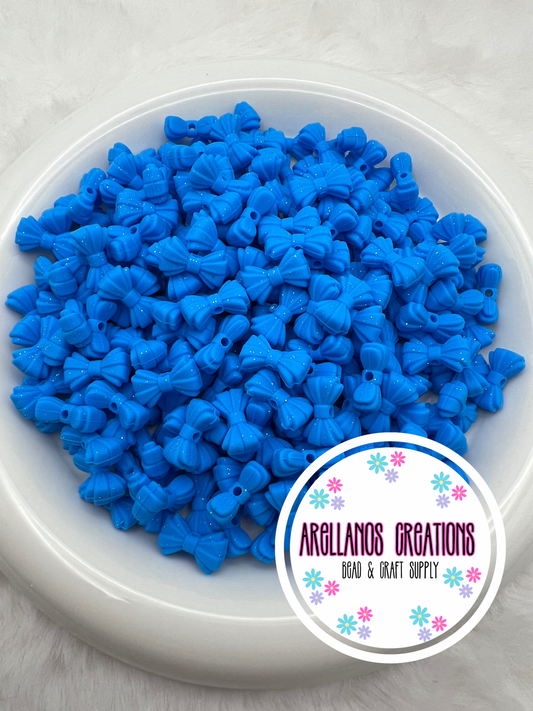 3D MINI denim blue glitter ribbed bow EXCLUSIVE focal