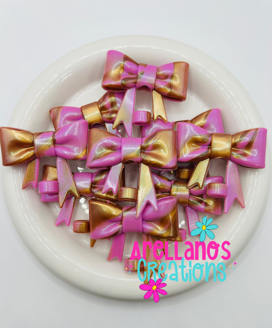 #88 golden grape swirl shiny large bow straw topper
