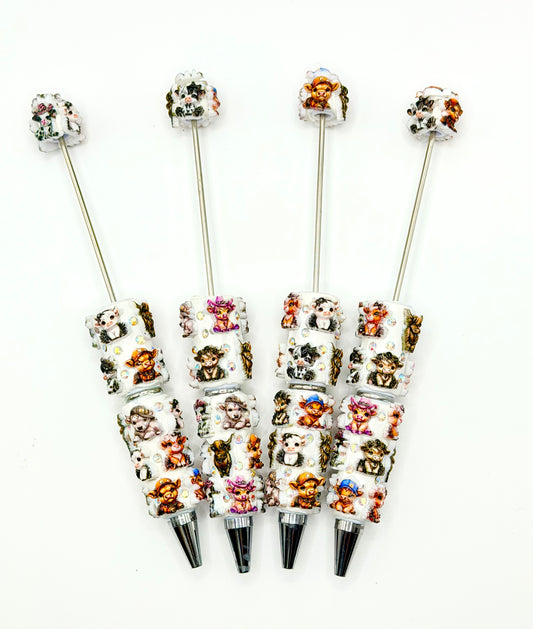 Highland Cows fancy clay beadable pen (1ct)