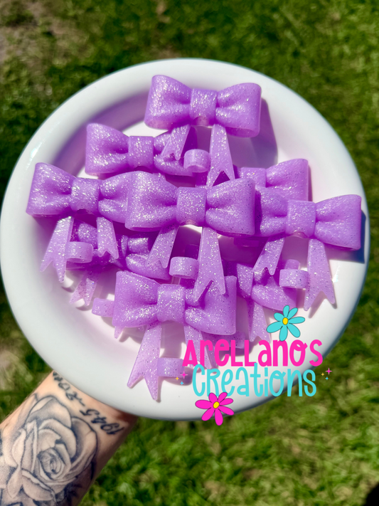 #110 grape glitter - large straw topper bow