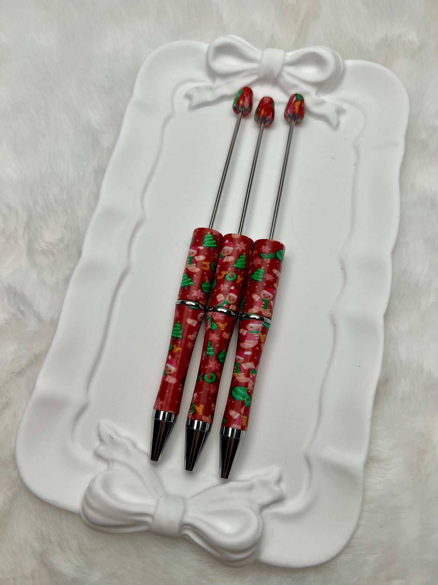 Gingerbread joy Christmas beadable plastic pen