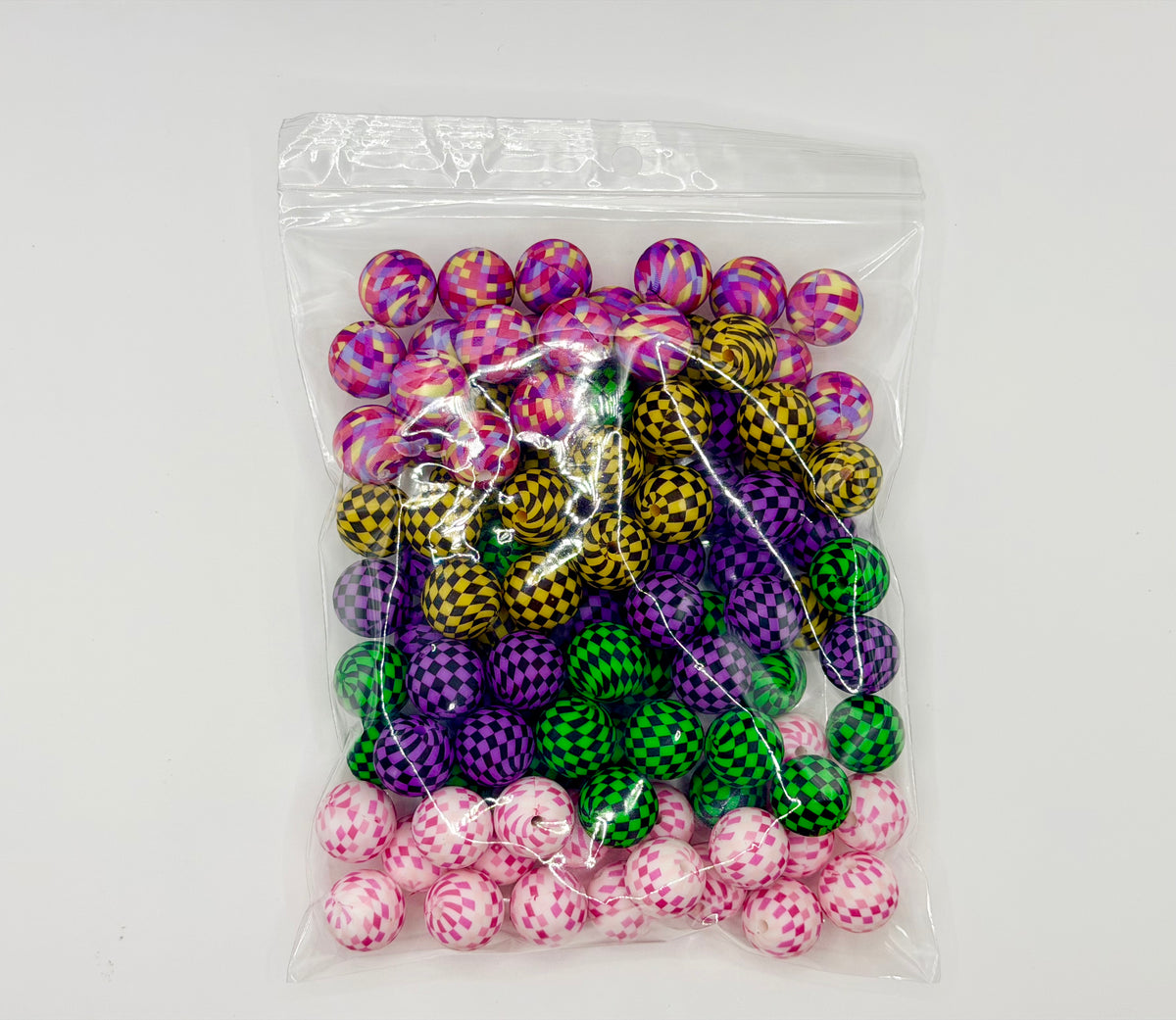 Checkered mix 100ct 15mm silicone beads