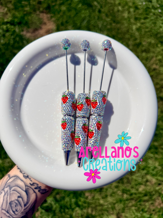 Strawberry - super blingy rhinestone pen