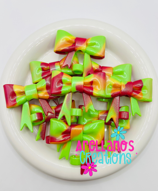 #82 candy apple swirl shiny large bow straw topper