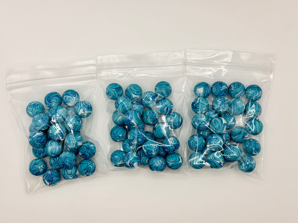 Ocean 25ct 15mm silicone beads