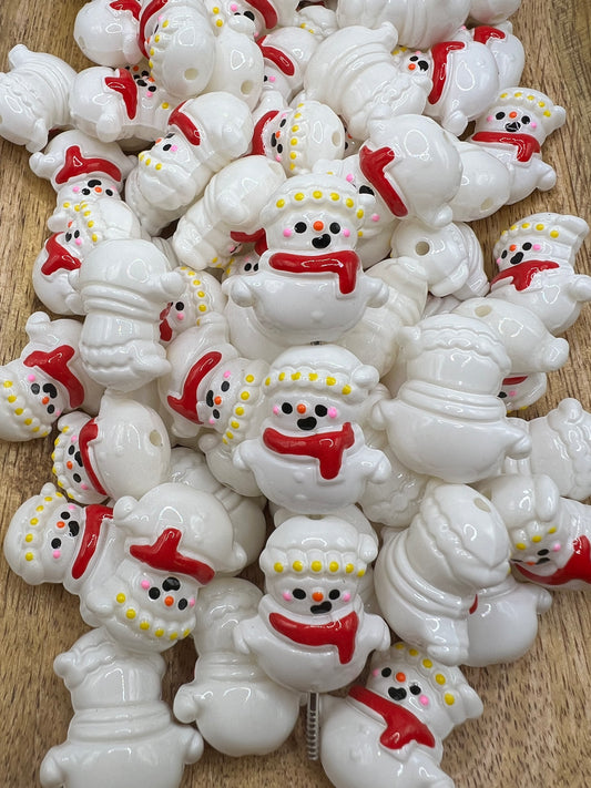 Acrylic 3D Snowman Beads (Sold Individually)