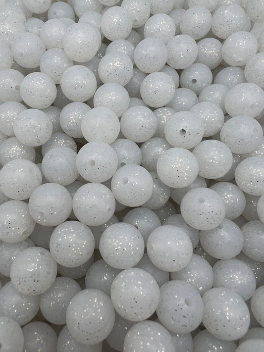 Clear White 15mm Glitter Silicone