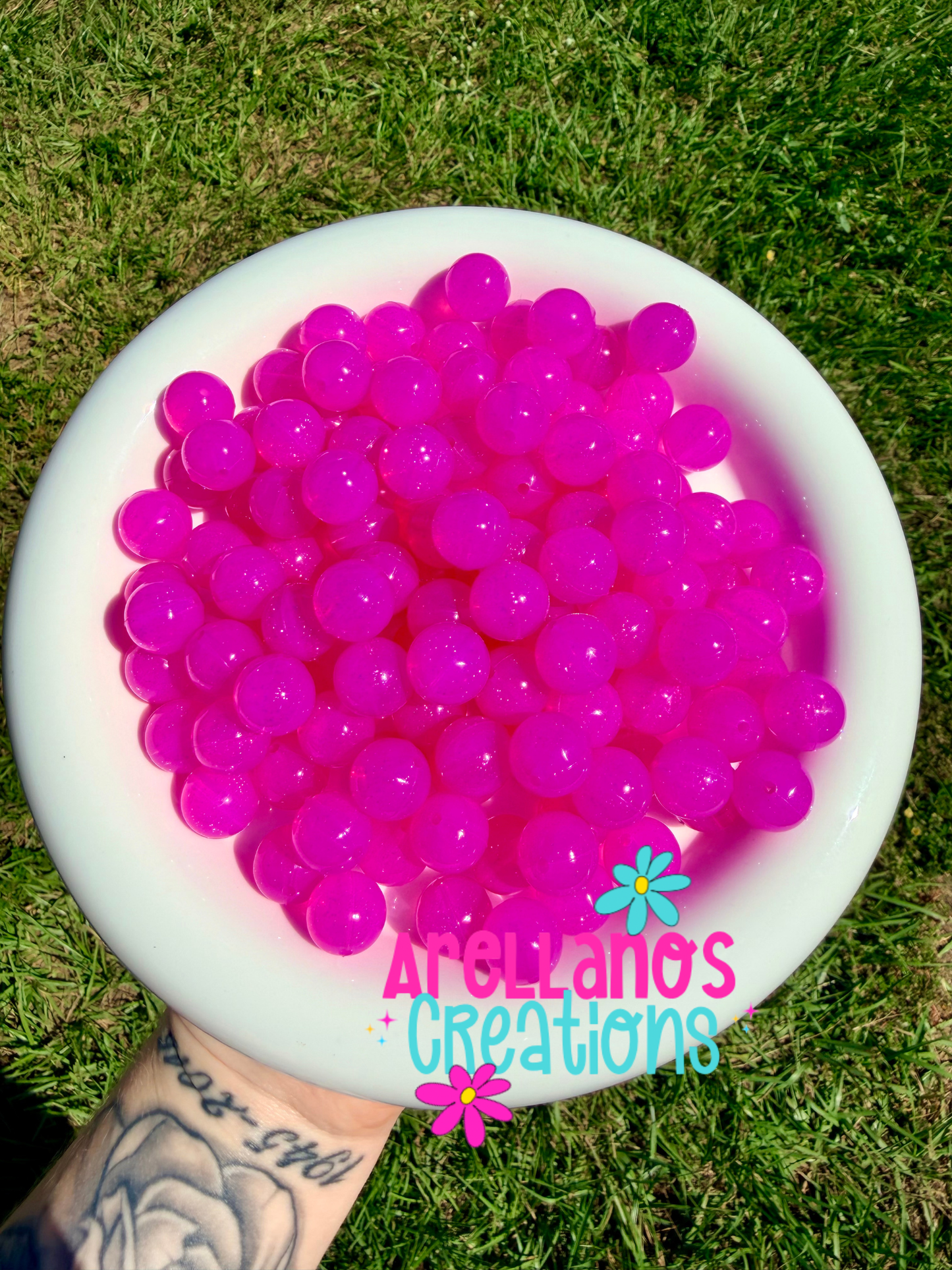 SJ-111 15mm hot pink jelly glitter silicone beads