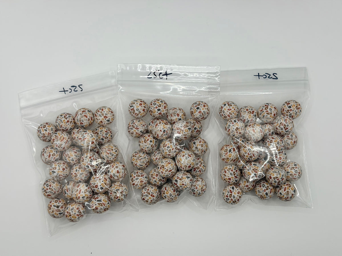 Boho cheetah 25ct 15mm silicone beads