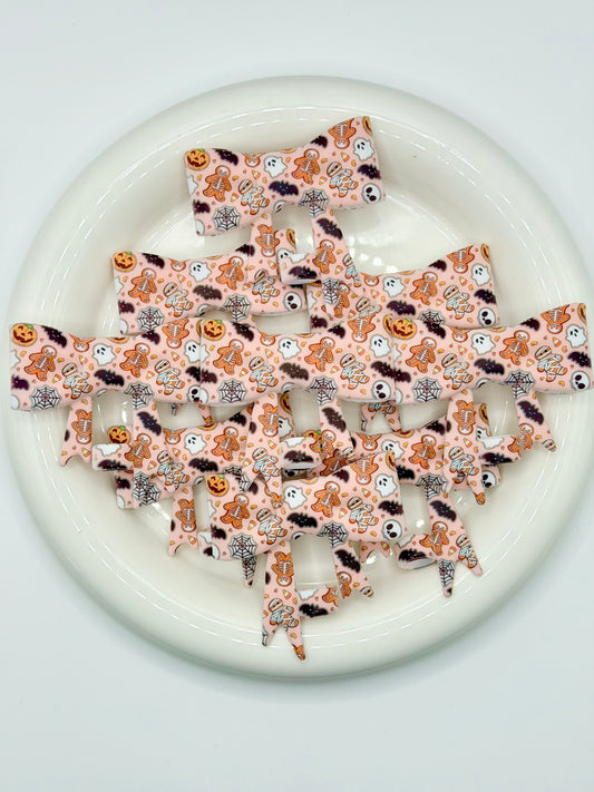 #331 Spooky Gingerbread Bread Large Bow Straw Topper (1ct)