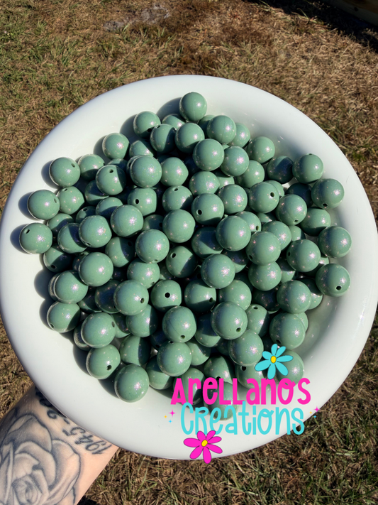 SO-130 15mm dark sage opal silicone beads 1PC