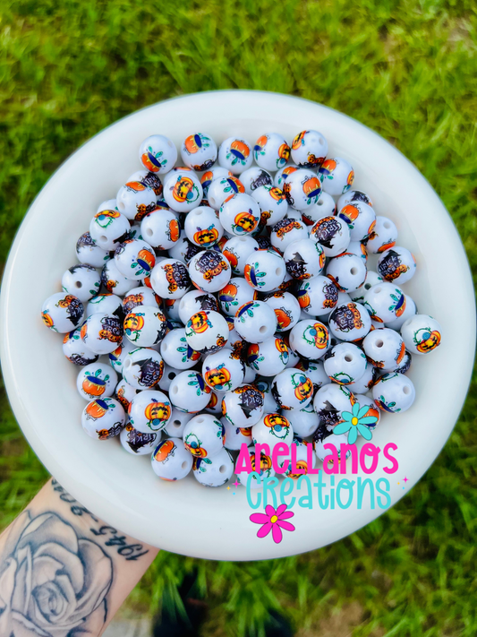 16mm spooky pumpkin acrylic bead mix (pack of 10)