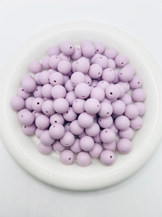 15mm pale lavender solid silicone beads